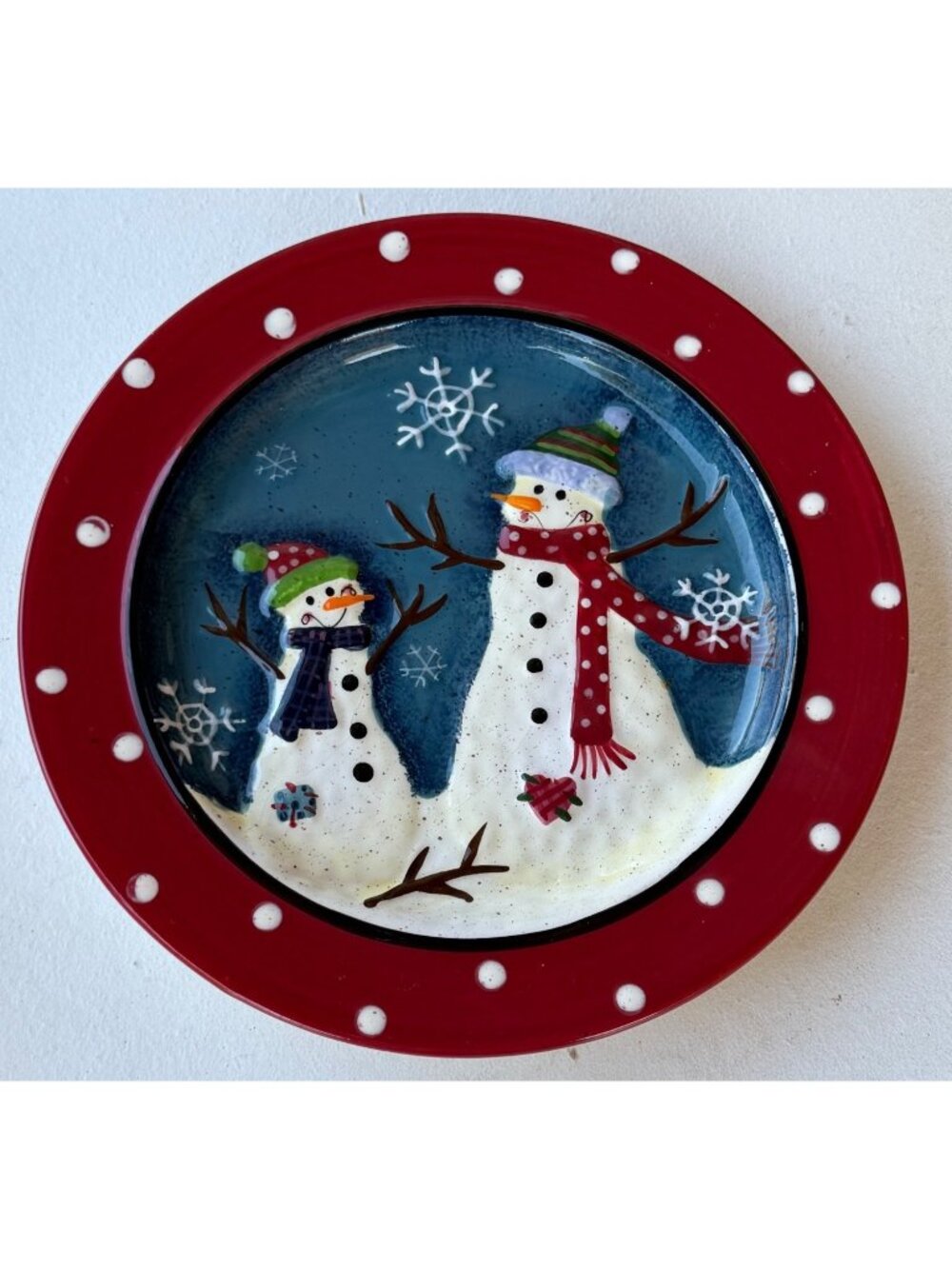 Snowman Christmas Holiday Ceramic Decorative Dessert/Salad Plate 8" (READ)